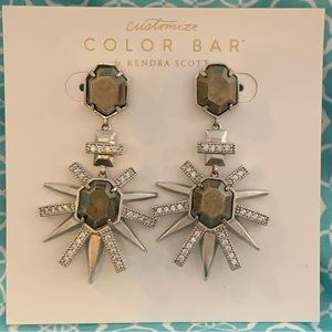 NWT Kendra Scott Allie Silver Rhodium Plated Starburst Earrings